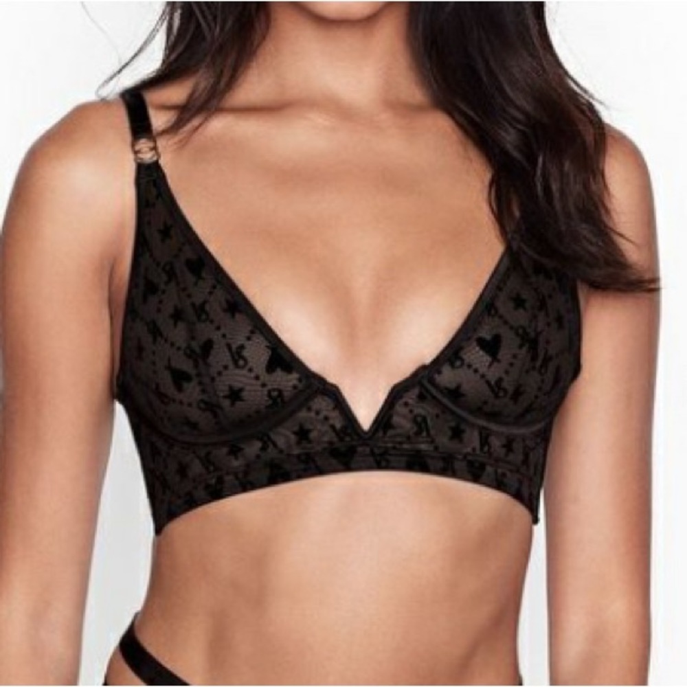 Victoria’s Secret Luxe Sheer "V" Wire Plunge Unlined Bralette
